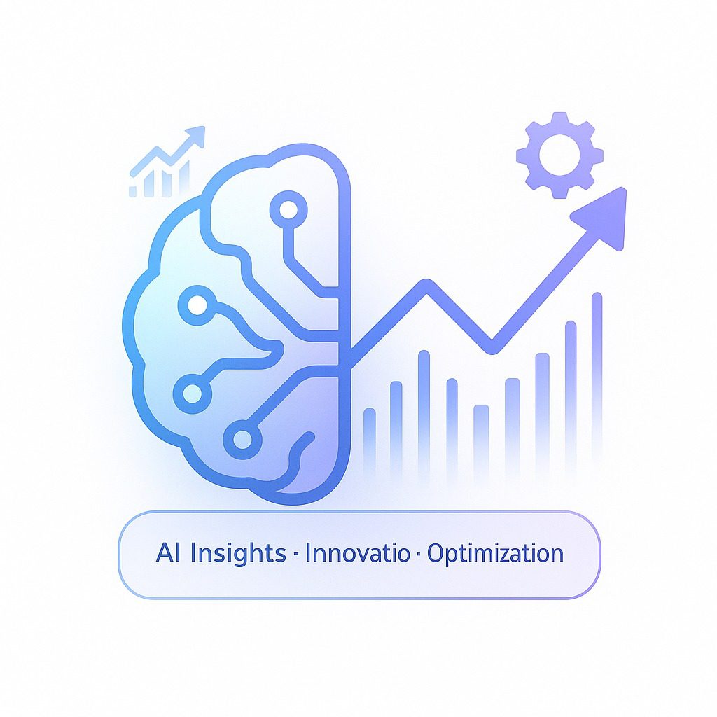 AI insights innovation and optimization icon showing adaptive marketing intelligence with growth analytics - Cerebrozenox AI